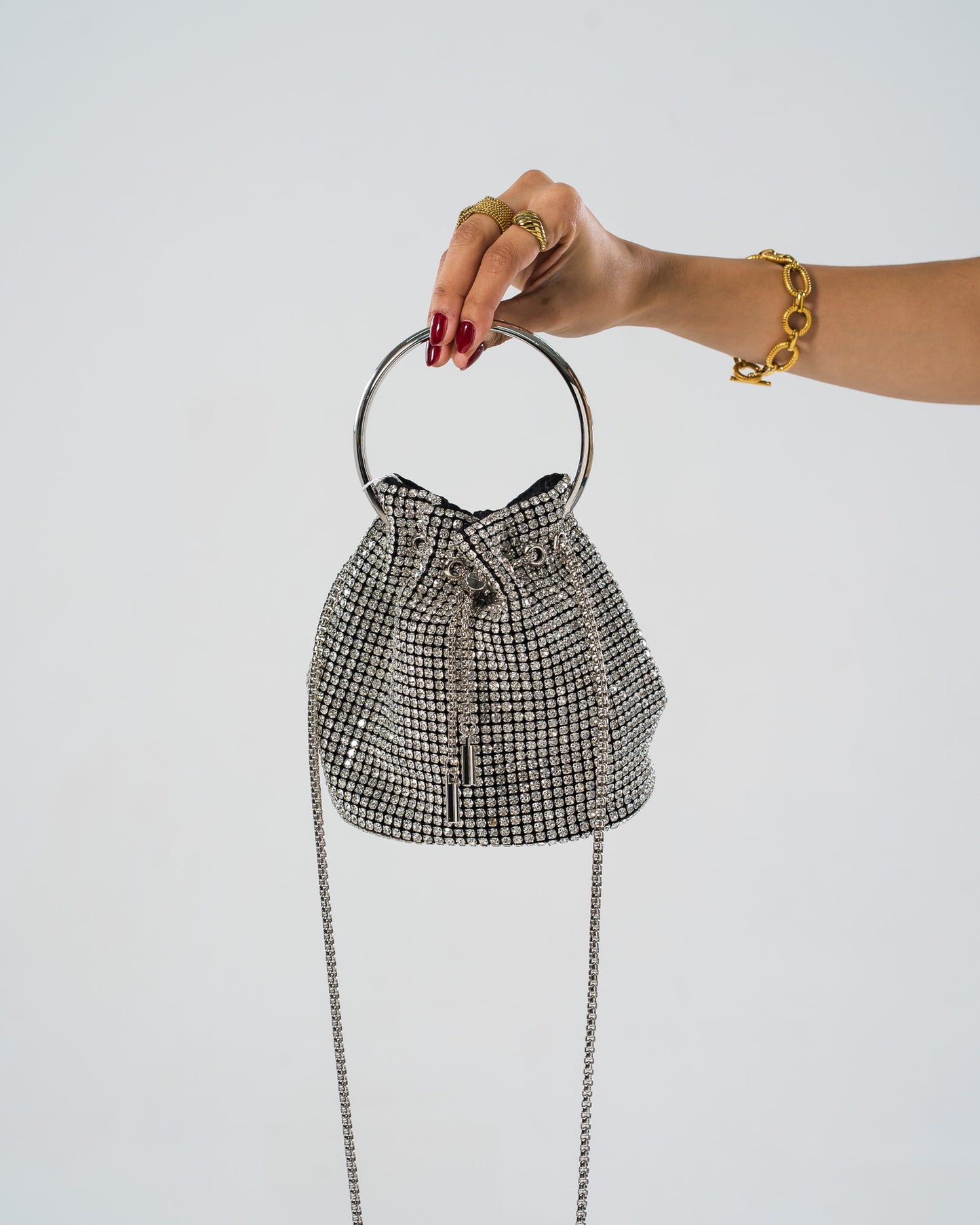 Rhinestone bucket bag